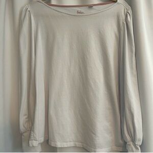 Boden Cuffed Wrist Supersoft Long Sleeve Top in White Size 16/18